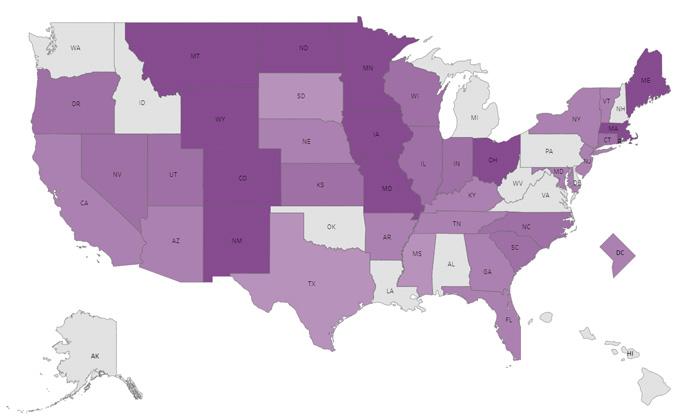 Rate of Emergency Department (ED) visits related to suicidal ideation or suicide attempt by age group and State, 2017