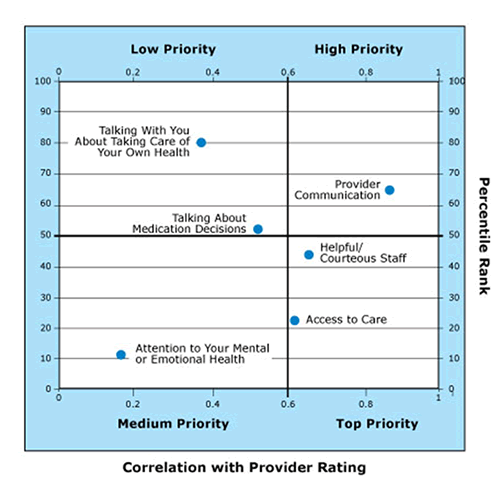 Figure 5-6 is a priority matrix that plots the relative performance on the Y-Axis and relative importance on the X-Axis.