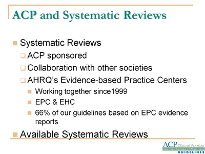 ACP and Systematic Reviews