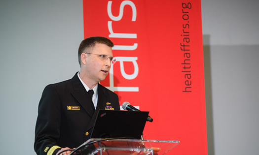 Jeff Brady speaks at a Health Affairs event.