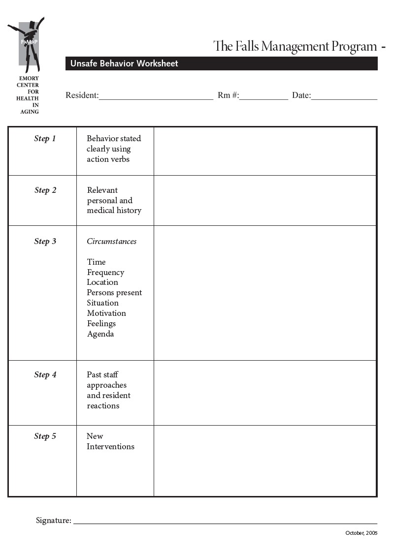 Unsafe Behavior Worksheet. Select [D] Text Description.