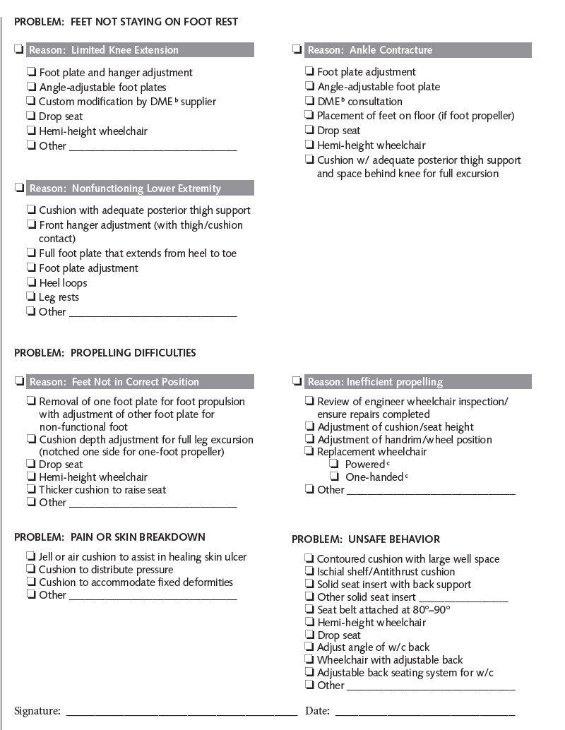 Wheelchair Seating Assessment Form. Select [D] Text Description.