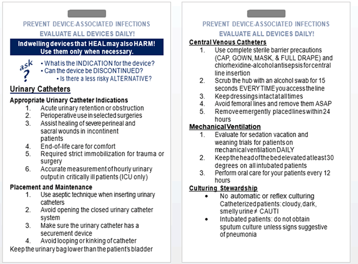 Resident Physician Device Risk Pocket Card