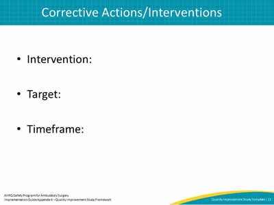 Corrective Actions/Interventions