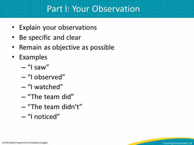 Part I: Your Observation