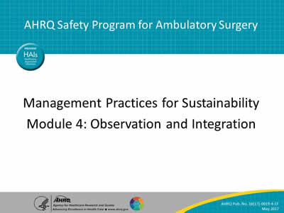 Management Practices for Sustainability Module 4: Observation and Integration