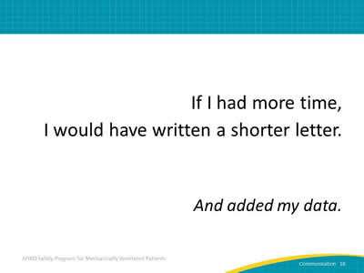 If I had more time, I would have written a shorter letter. And added my data.