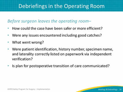 Debriefings in the Operating Room