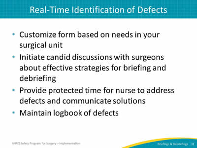 Real-Time Identification of Defects