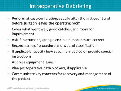 Intraoperative Debriefing