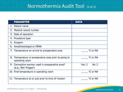 Normothermia Audit Tool