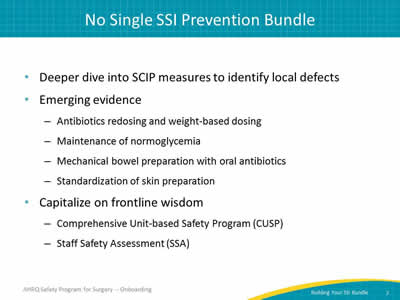 No Single SSI Prevention Bundle