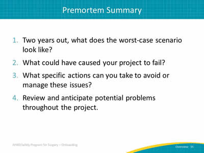 Premortem Summary