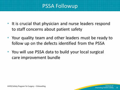 PSSA Followup