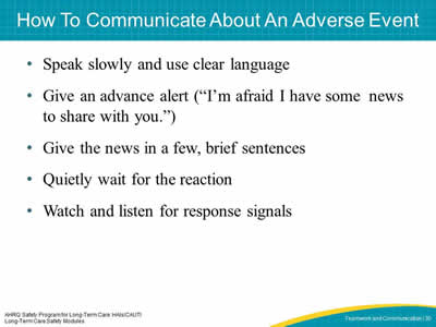 How To Communicate About An Adverse Event