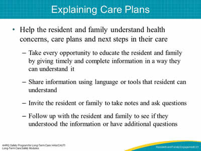 Explaining Care Plans