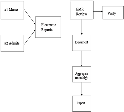 Exhibit 49. Revised manual process flow for surgical site infection surveillance. Go to Text Description below.